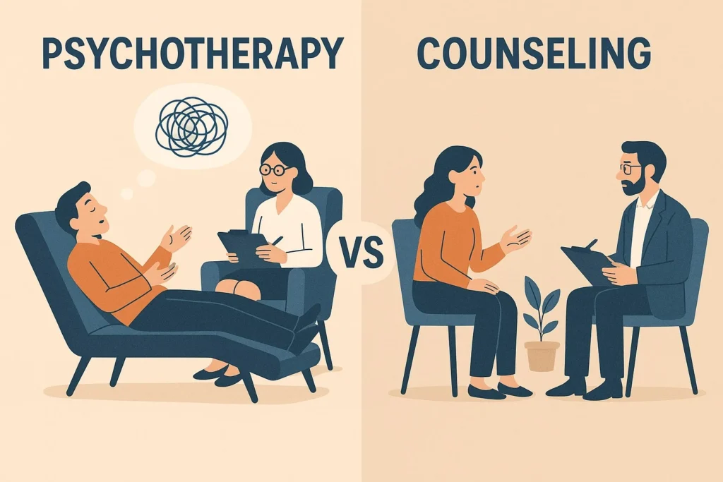 psychotherapy vs counseling